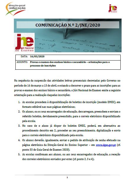 Provas e exames dos ensinos básico e secundário – orientações para o processo de inscrições