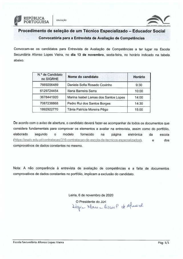 Convocatória - Técnico Especializado - Terapeuta da Fala