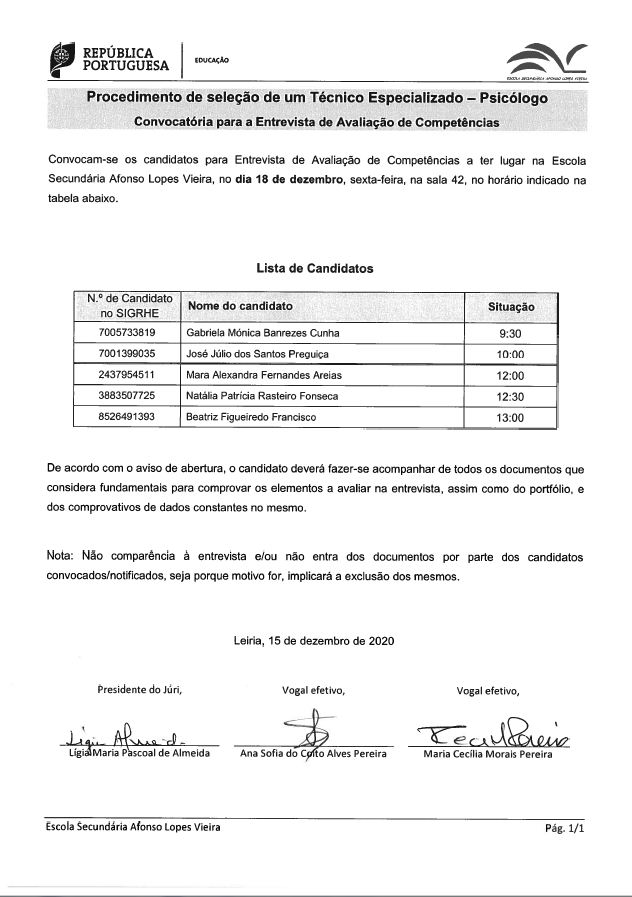 Aviso Abertura Técnico Especializado - Psicólogo