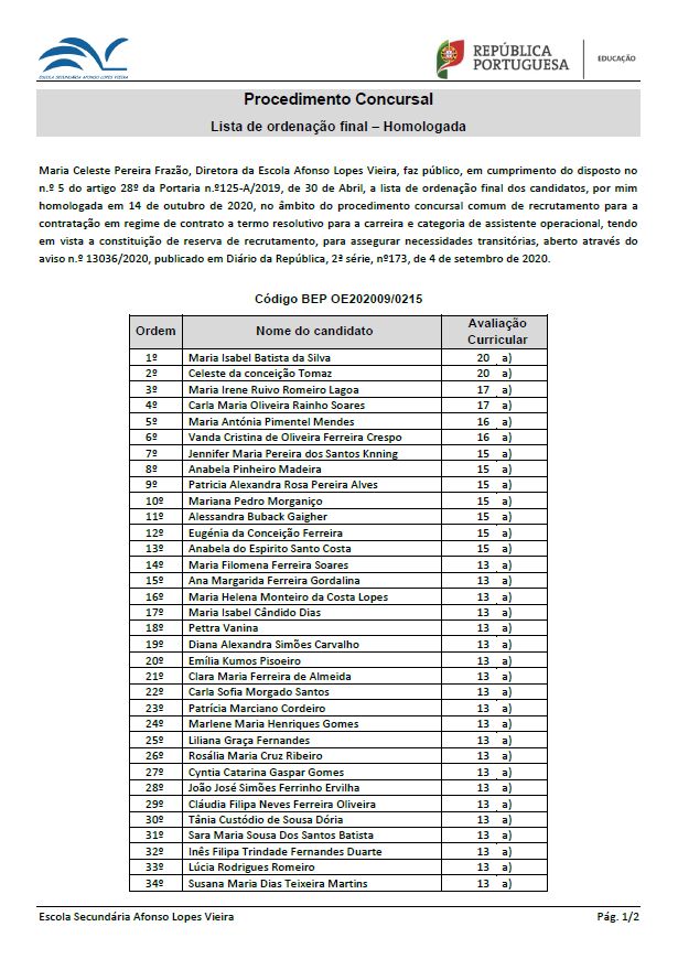 Aviso Abertura Assistentes Operacionais Contratacao tempo indeterminado signed
