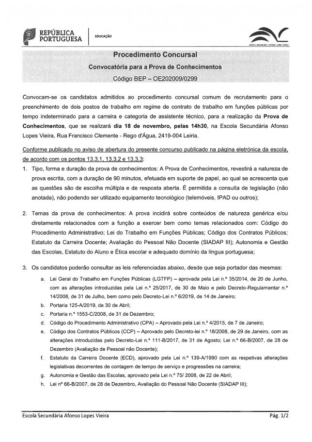 Concurso Assistentes Técnicos