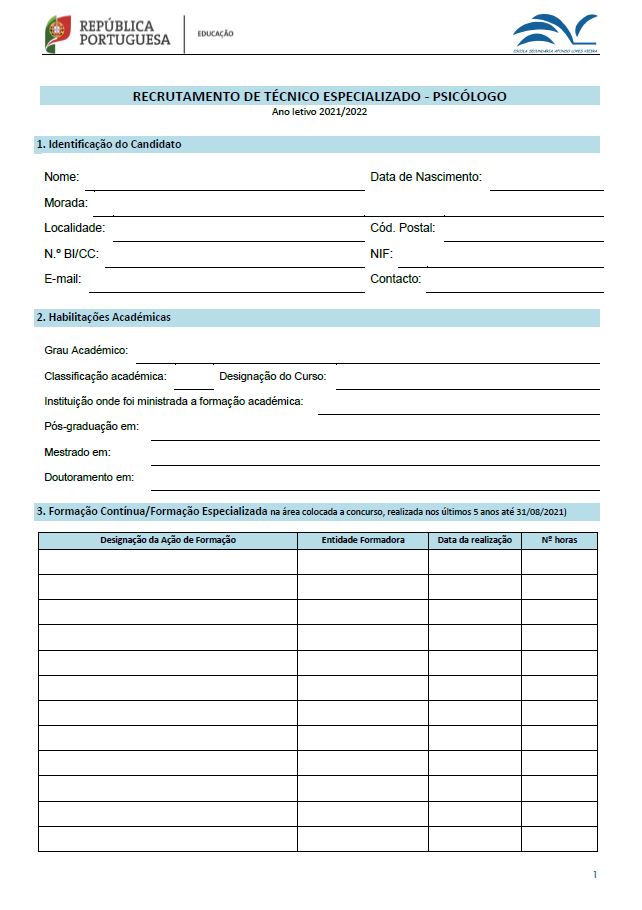 Modelo do Portfólio Técnico Especializado - Psicólogo