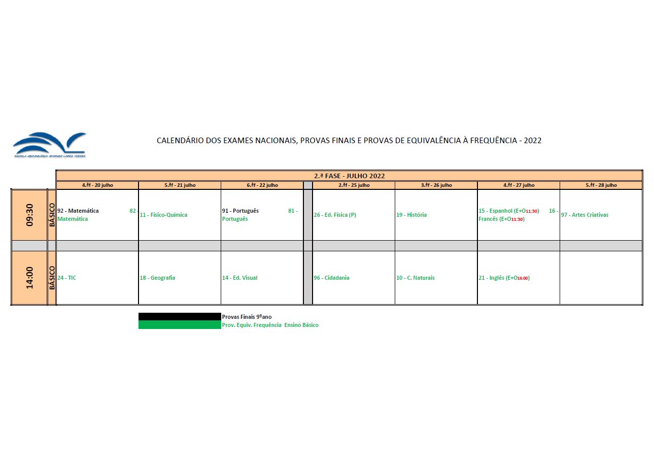 Calendário Ensino Básico