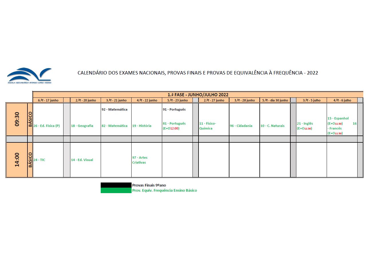 Calendário Ensino Básico