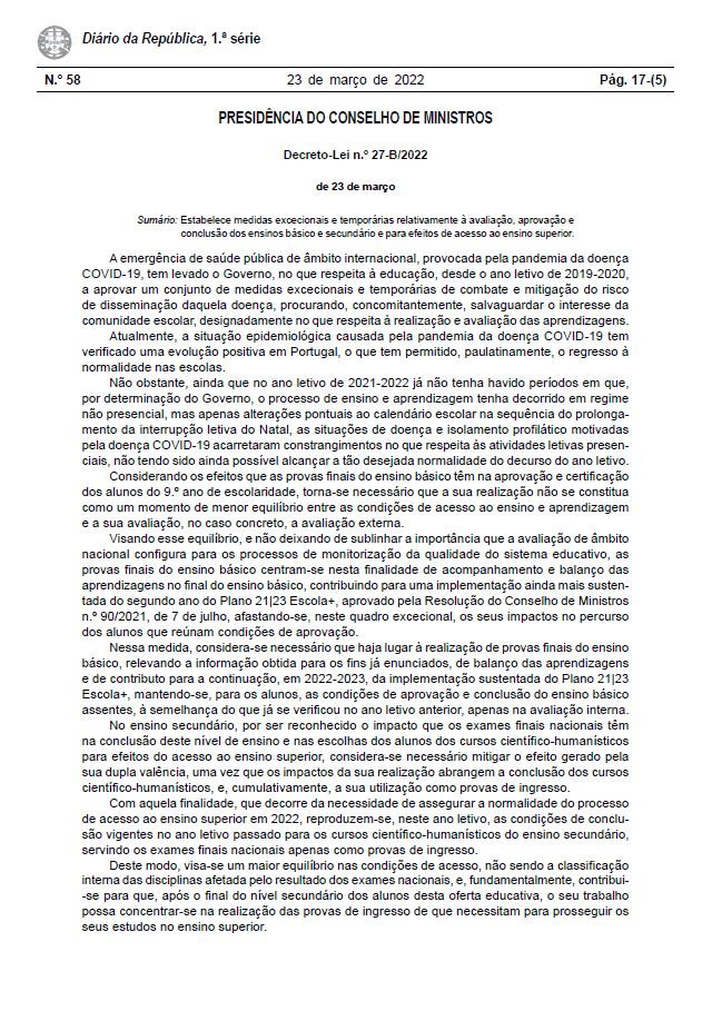 Decreto-Lei 27-B/2022